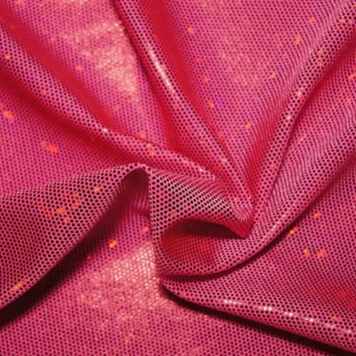 Cracked Ice Holo Spandex Bubblegum Pink #19 — spandex fabric by the yard | Stretch House