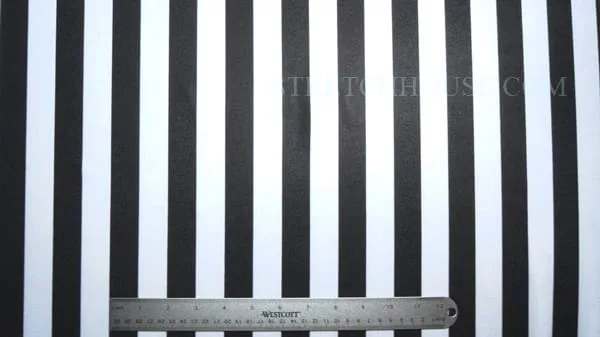 BIG Stripes 1" inch Stripe Black / White #603 — spandex fabric by the yard | Stretch House