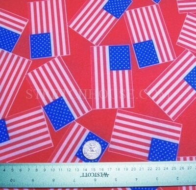 Red/ American Flags — spandex fabric by the yard | Stretch House