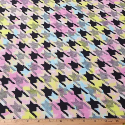Tie Dye Printed Spandex Houndstooth  #279 — spandex fabric by the yard | Stretch House