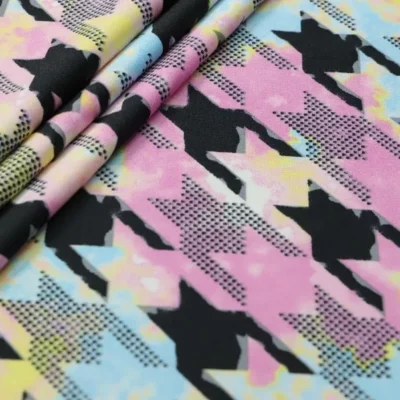 Tie dye houndstooth printed spandex — wholesale stretch fabric