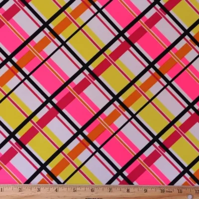 Printed Spandex Hot Pink/Magenta/Yellow/Orange/White/Black #49 — spandex fabric by the yard | Stretch House