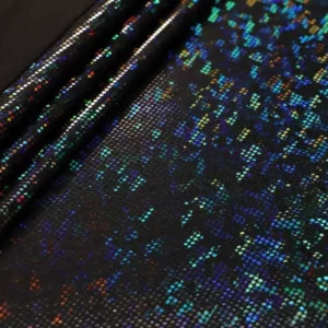 Cracked Ice Holo Spandex Black / Black #11 — spandex fabric by the yard | Stretch House