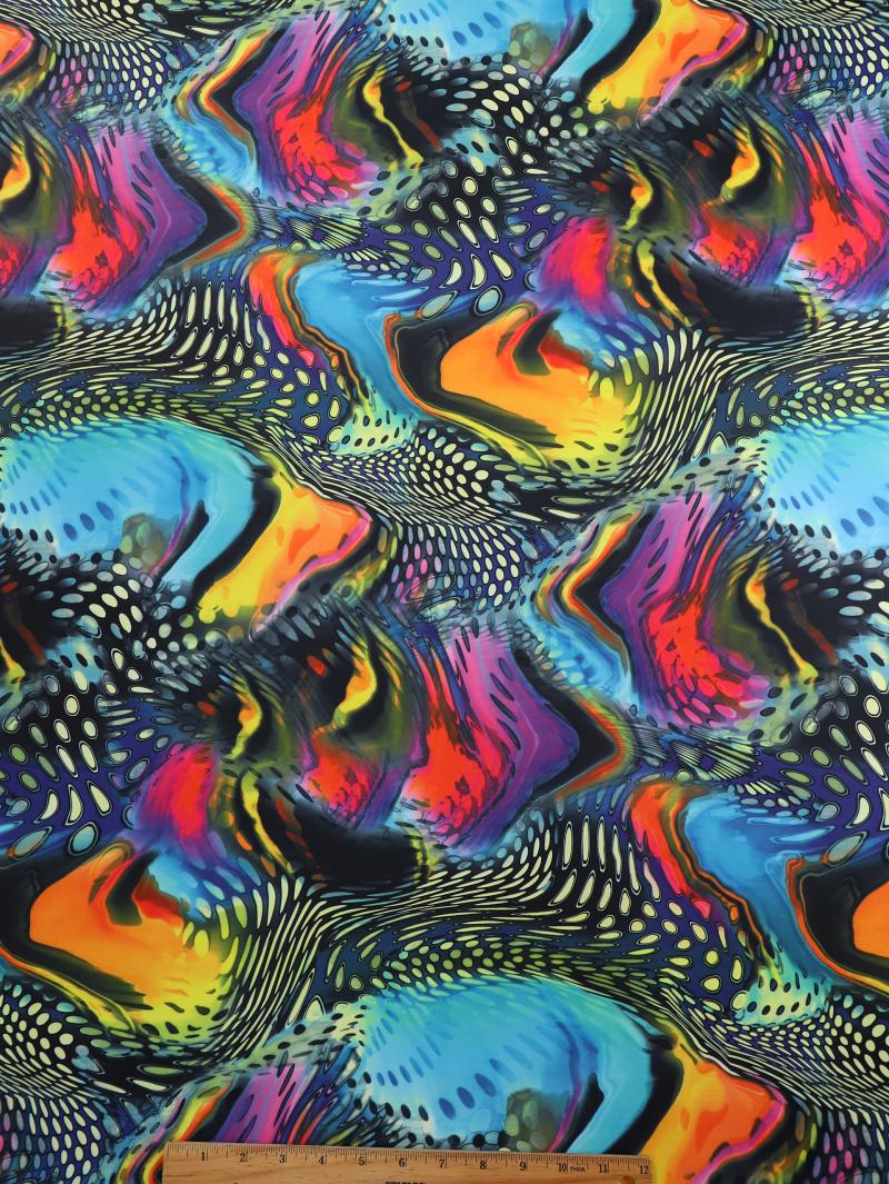 Avatar abstract design Printed Poly Spandex #434 | Stretch