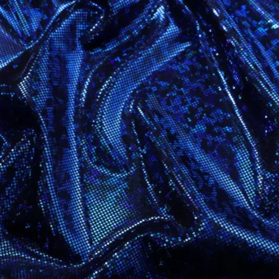Cracked Ice Holo Spandex Royal Blue / Black #6 — spandex fabric by the yard | Stretch House