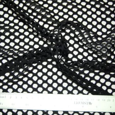 Black polyester fish net fabric — wholesale stretch fabric