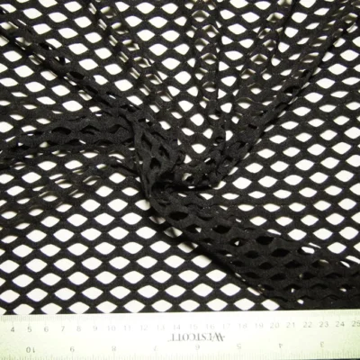 Fish net spandex fabric in black — wholesale fabric