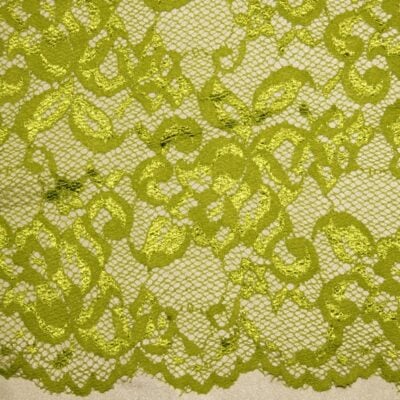 Scallop Lace Spandex Poly Avocado #11 — spandex fabric by the yard | Stretch House