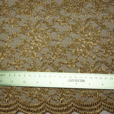 Invitation Gold Spandex Lace — spandex fabric by the yard | Stretch House