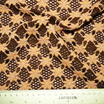 Brown Light Pink Spandex Lace — spandex fabric by the yard | Stretch House