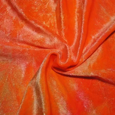 Bubblegum Orange Tie Dye Gliter Velvet Color#12 — spandex fabric by the yard | Stretch House