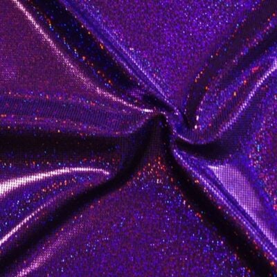 Digital holo foil dot spandex in amethyst purple — wholesale fabric