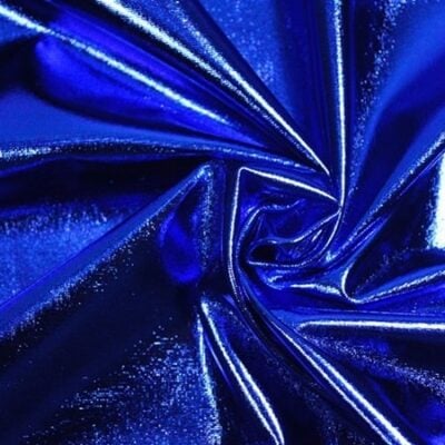 All over foil spandex 2 way in royal — wholesale fabric