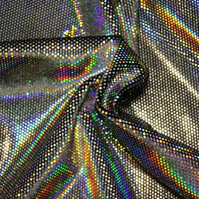 Spandex Velvet Dizzy Foil Dot Black Silver #2 — spandex fabric by the yard | Stretch House