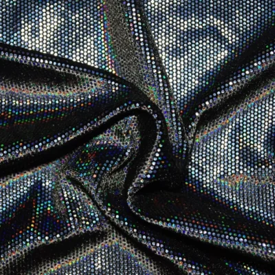 Spandex Velvet Dizzy Foil Dot Black #3 — spandex fabric by the yard | Stretch House