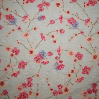 Light Blue Fuschia Spandex Lace — spandex fabric by the yard | Stretch House