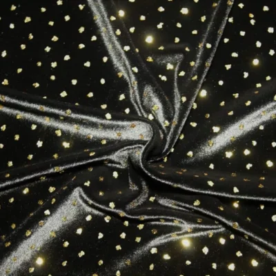 Black Gold Glitter Spandex Velvet — spandex fabric by the yard | Stretch House