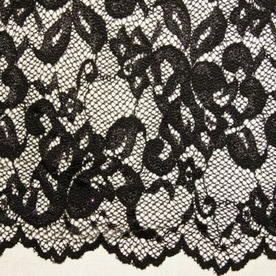 Scallop Lace Spandex Poly Black #2 — spandex fabric by the yard | Stretch House