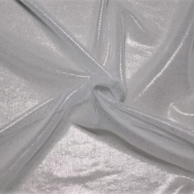 Metallic Mesh Spandex White / Silver #2 — spandex fabric by the yard | Stretch House