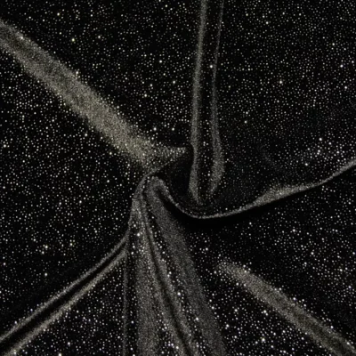 Glitter Spandex Velvet  Black / Silver #28 — spandex fabric by the yard | Stretch House