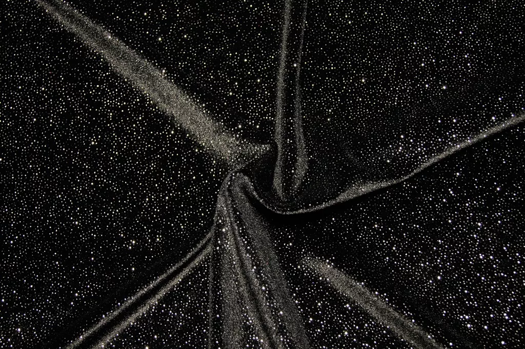 Black Silver Glitter Spandex Velvet Black / Silver #28 — spandex fabric by the yard | Stretch House