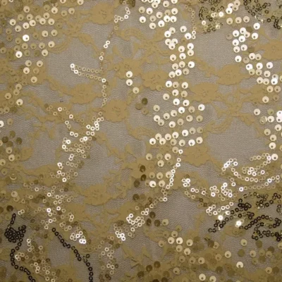 Cream LACE SPANDEX SEQUINS#3 — spandex fabric by the yard | Stretch House