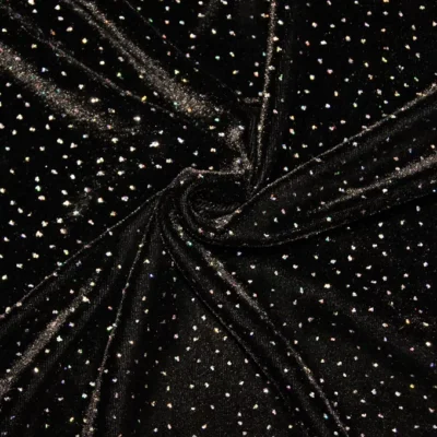 Black Multi Glitter Spandex Velvet — spandex fabric by the yard | Stretch House