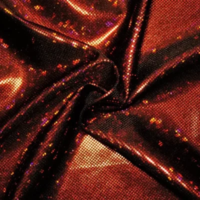 Cracked Ice Holo Spandex Red / Black #38 — spandex fabric by the yard | Stretch House