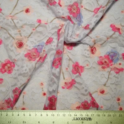 Light Blue Fuschia Spandex Lace — spandex fabric by the yard | Stretch House