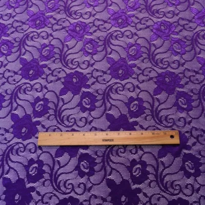 Purple Scallop Lace Spandex Fabric #7 — spandex fabric by the yard | Stretch House