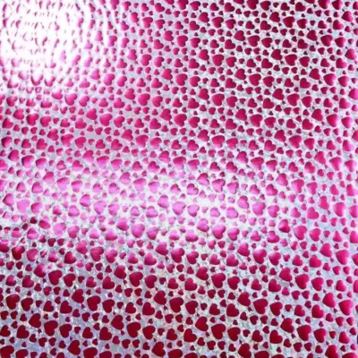 Heart Cracked Ice Foil Fuchsia / Silver / White #89 — spandex fabric by the yard | Stretch House
