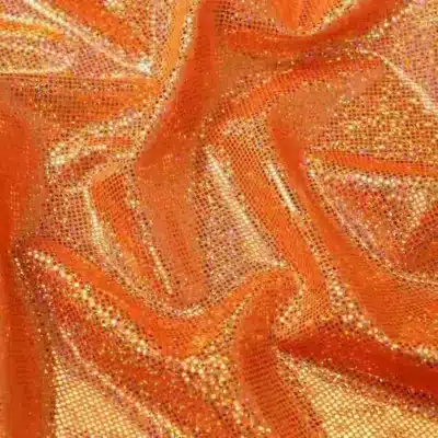 Digital Holo Foil Dot Orange #19 — spandex fabric by the yard | Stretch House