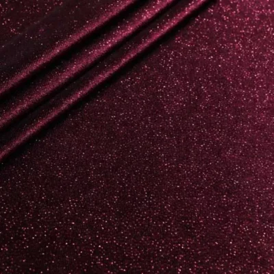 Glitter spandex velvet in blackberry — wholesale stretch fabric