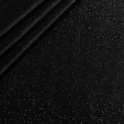 Glitter spandex velvet in black — wholesale stretch fabric