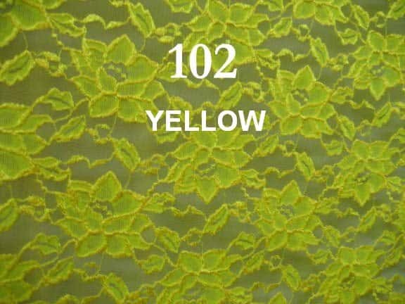 Yellow Flower Lace Spandex Yellow #102 — spandex fabric by the yard | Stretch House