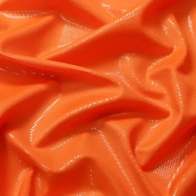 Clear Dot Metallic Spandex Neon Orange #5 — spandex fabric by the yard | Stretch House