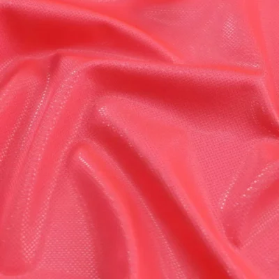 Clear Dot Metallic Spandex Neon Coral #6 — spandex fabric by the yard | Stretch House