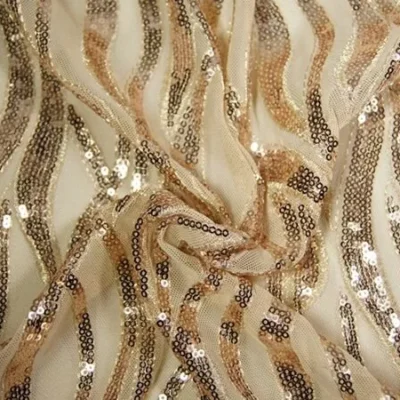 Admire sequins mesh spandex in gold and natural — wholesale fabric