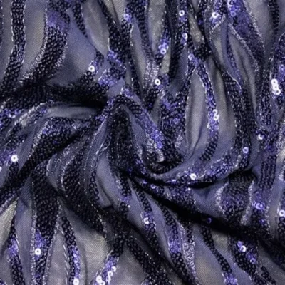Admire sequins mesh spandex in navy — wholesale fabric