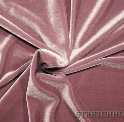 Plain stretch velvet in mauve — wholesale fabric