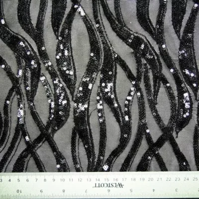 Admire Sequins Mesh Spandex Black/ Black #3 — spandex fabric by the yard | Stretch House