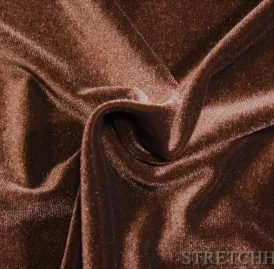 Plain stretch velvet in chocolate — wholesale fabric