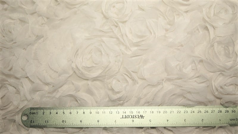 Ivory Ivory rose sheer 3D tulle — wholesale fabric