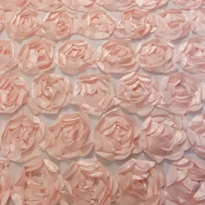 Light Apricot Rose Sheer/ 3D Satin Polyester Tulle #5 — spandex fabric by the yard | Stretch House