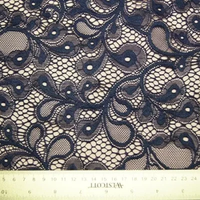 Navy olivia lace spandex — wholesale stretch fabric