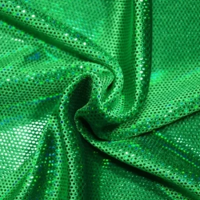 Dizzy foil dot velvet spandex in kelly green — wholesale fabric