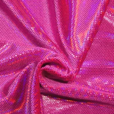 Spandex velvet dizzy foil dot in berry fuchsia — wholesale fabric