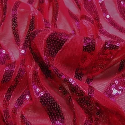 Admire sequins mesh spandex in fuchsia — wholesale fabric