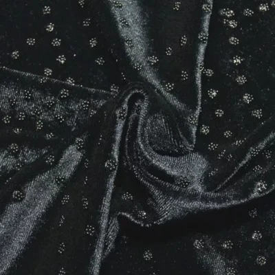 Black stretch beaded velvet — wholesale stretch fabric