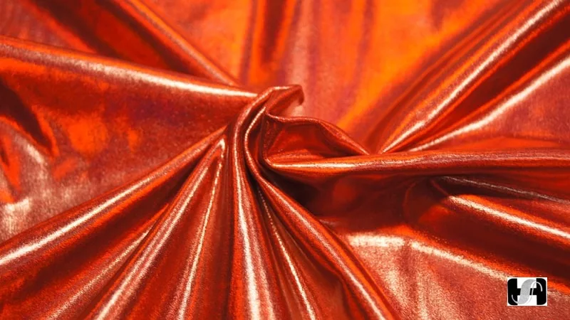 Red Electric foil white opalite red spandex — wholesale fabric